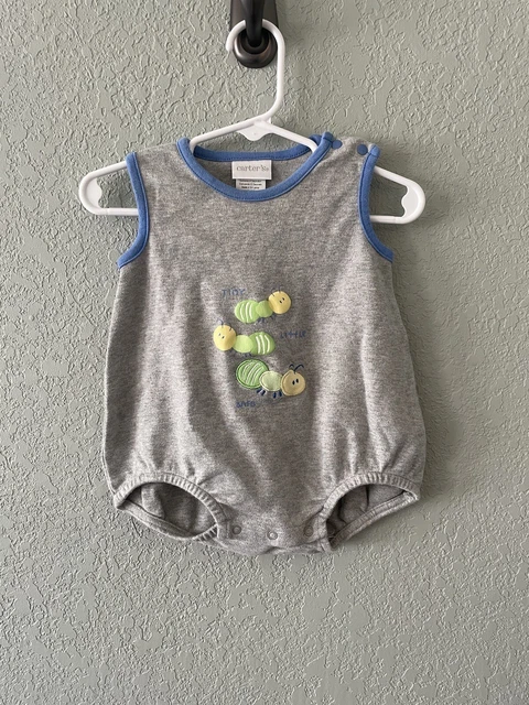 Carters 3-6 Months Baby Boy Bubble Romper Gray Ants Vintage Summer