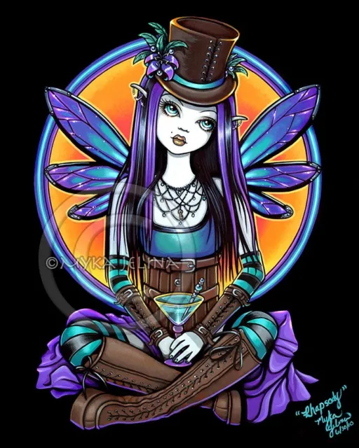 Fairy Gothic Steampunk Signed PRINT Absinthe Faerie Rhapsody Myka Jelina