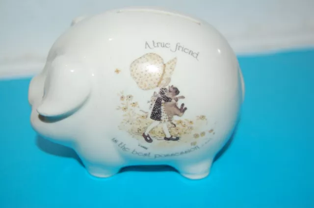 VINTAGE RETRO HOLLY HOBBIE CERAMIC PIGGY BANK by Sands USA Licensed stamp.