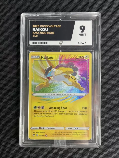 Raikou Amazing Rare Ace Grading 9 MINT | Vivid Voltage 050/185 Pokemon Card PSA