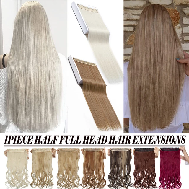 Extra Thick Long Wavy One Piece Full Head Clip In Hair Extension Ombre Hairpiece