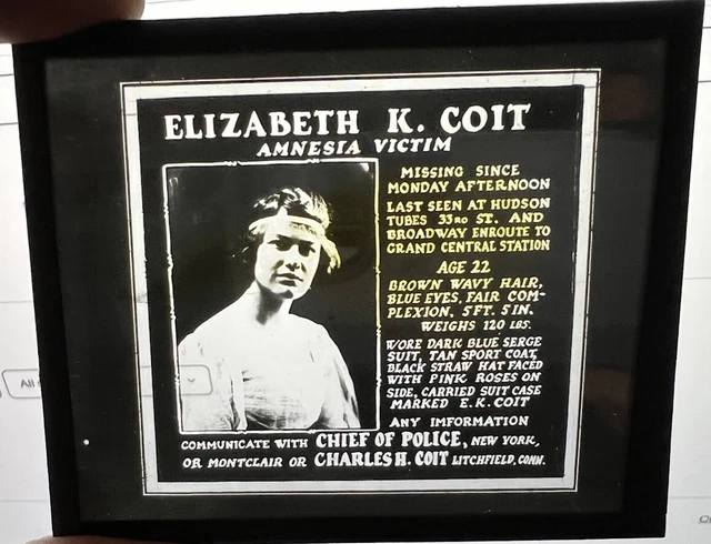 Missing Person Amnesia Victim Crime Nyc Chief Police Magic Lantern Slide Photo !