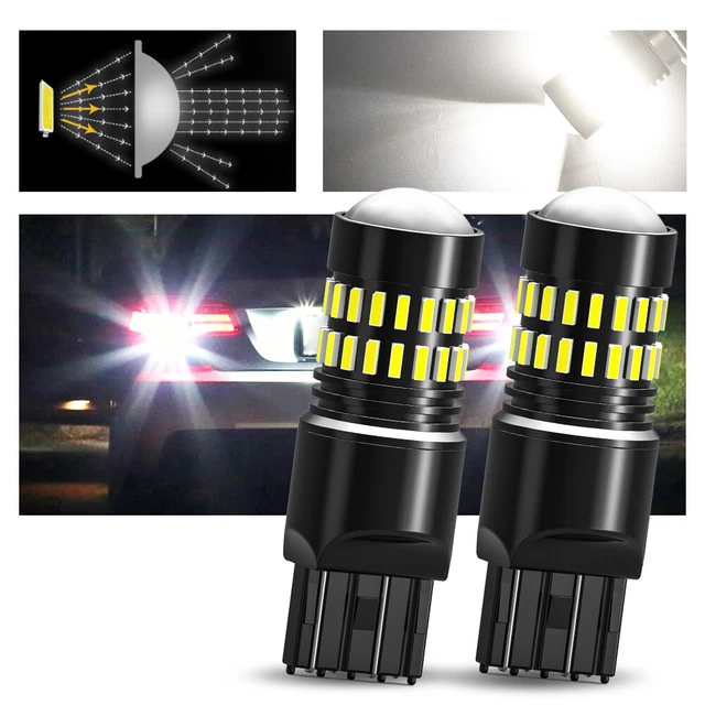 2X AUXITO 7443 7440 Super White LED Brake Tail Light Bulbs 2400LM 48SMD 6000K A