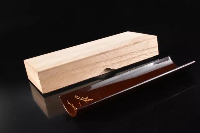 K7465: Japanese  Wooden Lacquer ware TEASPOON , auto w/box Tea Ceremony