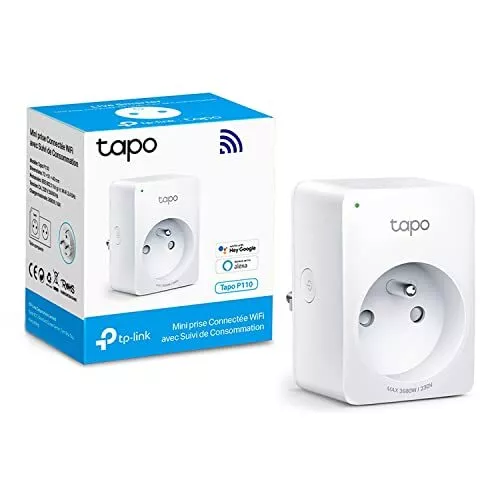 Tapo Prise Connectée WiFi, Suivi de consommation, 16A Type E, Prise Intelligente