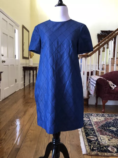 Kate Spade New York Women's Short Sleeve Shift Dress Cotton Blue Size 00