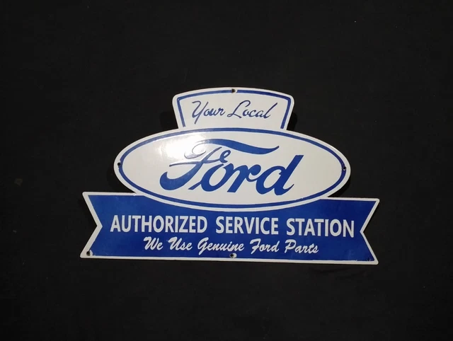 Porcelain Ford Authorized Service Station Enamel Metal Sign Size 30" x 18" Inch