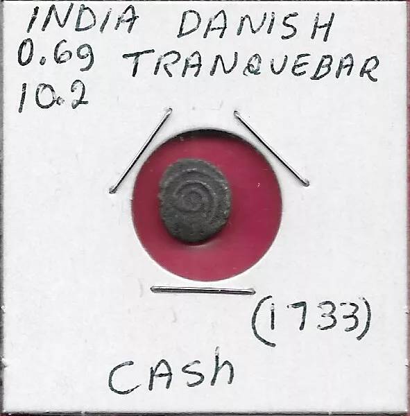 India Danish Tranquebar Cash (1733) Ruler Christian Vi,Danish Royal Colony,Crown