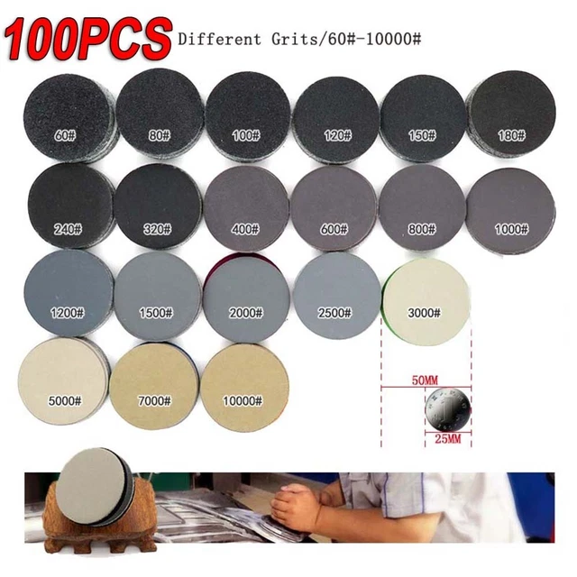 100 pz 2 pollici carta vetrata flocculante bagnata e secca 50 mm dischi levigant