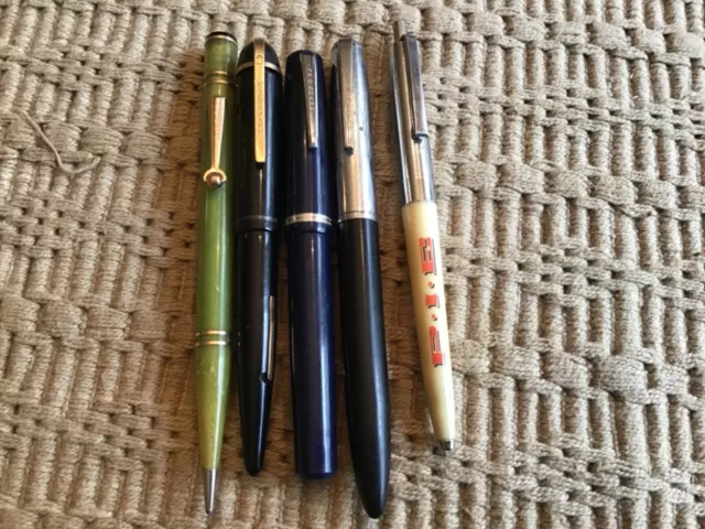 Lot Of 5 Vintage Fountain Pens for Restoration, Parts  or Repair