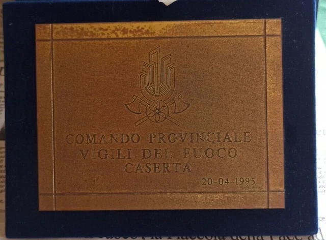 Crest Targa Comando Provinciale Vigili Del Fuoco Caserta 1995 Gold Plated
