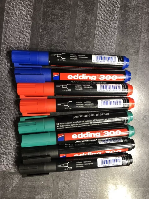 edding® 300 Permanentmarker Marker Rundspitze 1,5-3mm farbsortiert - 8er Set neu