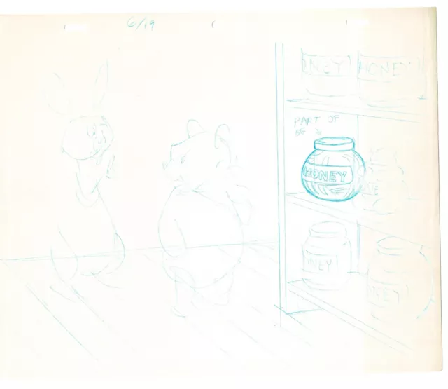 Winnie the Pooh Disney Original Production Drawing Sketch 1977 Washer 5b-4