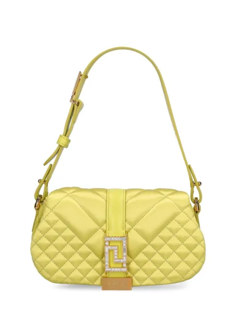 Versace Greca Goddess Mini Yellow Padded Leather Shoulder Bag New SS24