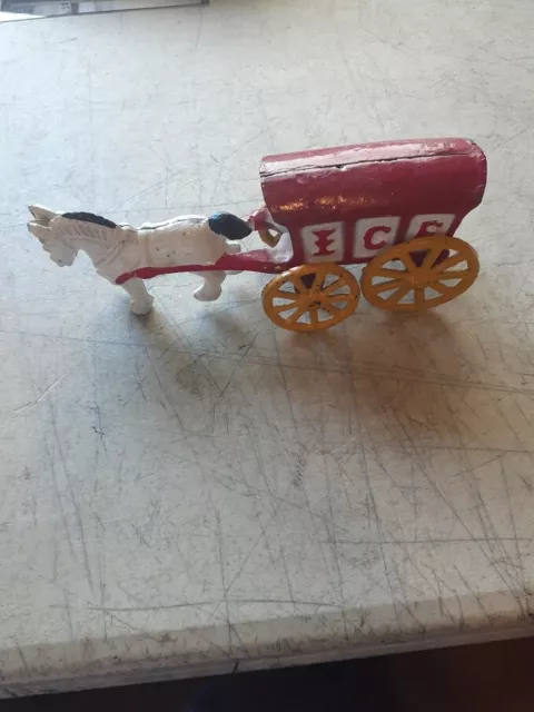 Cast Iron Horse Drawn Ice Carriage Delivery Wagon