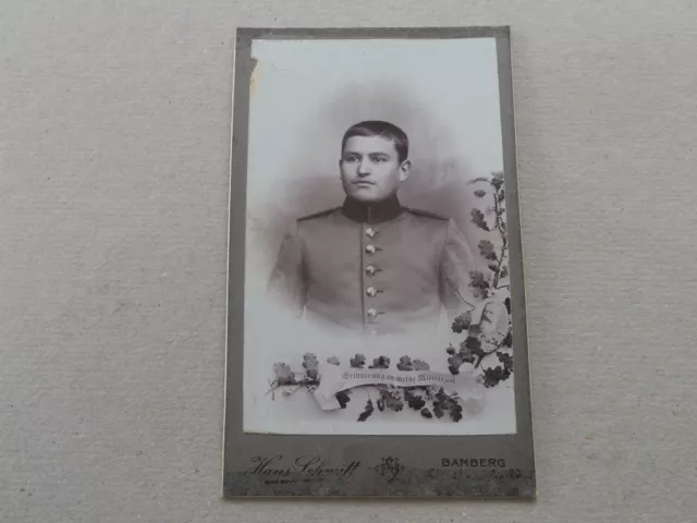 CDV Bamberg Offizier Kabinettfoto Hartpappe Militärfoto Militaria