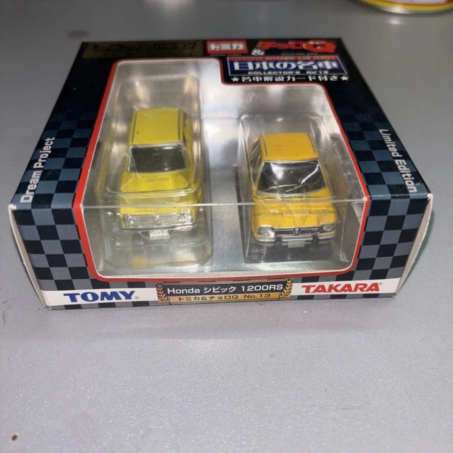 TOMICA AND CHOROQ Japan Famous Car Honda Civic Yellow Japan Historic