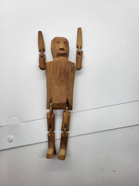 Vintage Antique Wooden Peg Penny Doll Hand Carved Folk Art Original
