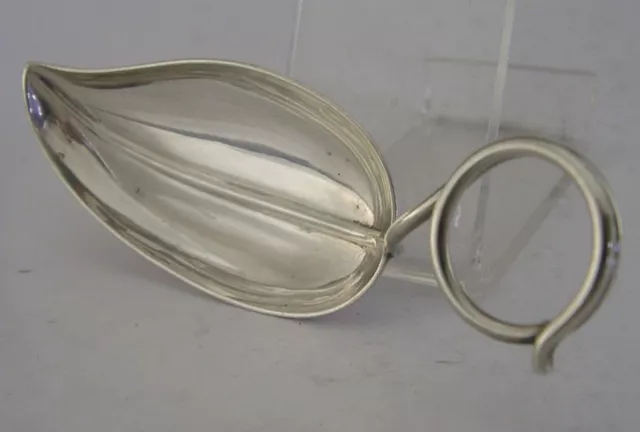 NOVITÀ SUPERBO CUCCHIAIO CADDY FOGLIA ARGENTO STERLING c1940 ANTICO