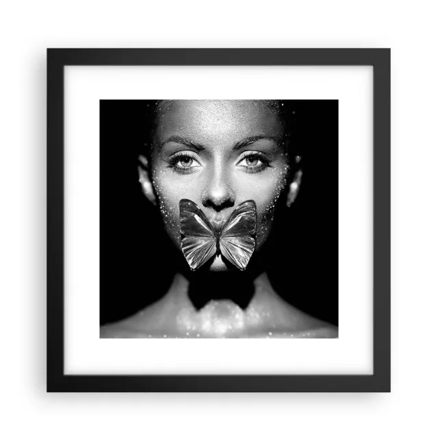 Affiche Poster 30x30cm Tableaux Image Photo Femme Papillon Bouche Wall Art