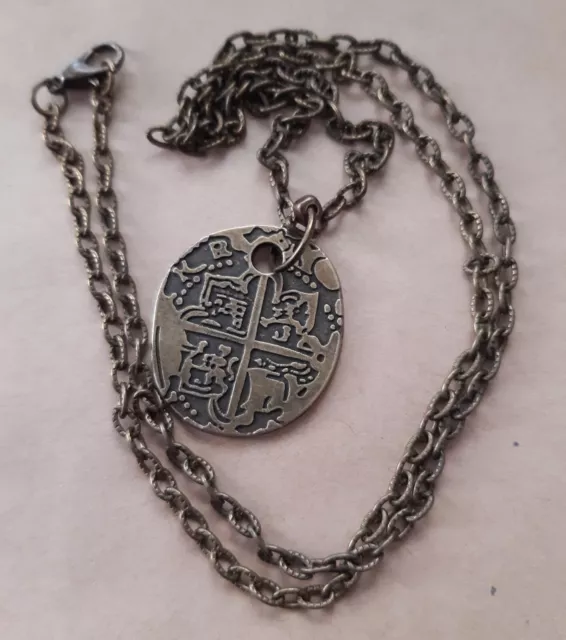 Old coin Necklace, Bronze Pendant, Ancient Style, 60cm long chain, 3