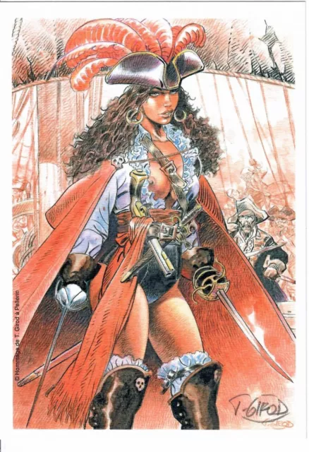 Ex-Libris Pin Up Pirate Numerote Et Signe Par Thierry Girod Neuf