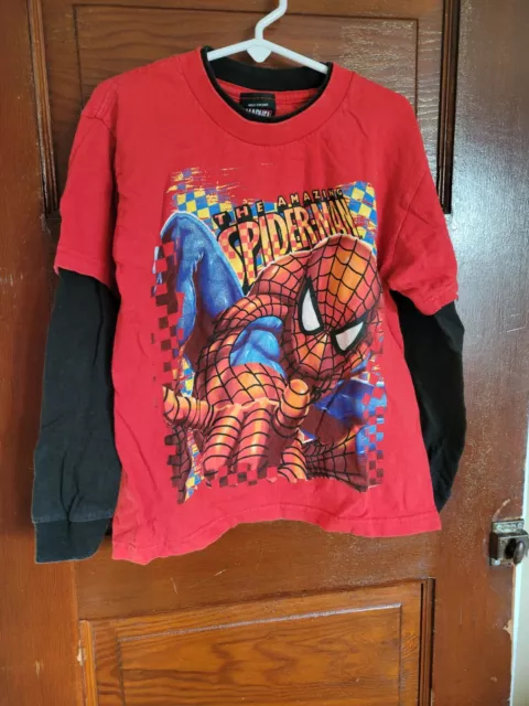 Marvel Boy's 5/6 Red The Amazing Spiderman Long Sleeve 100% Cotton Shirt