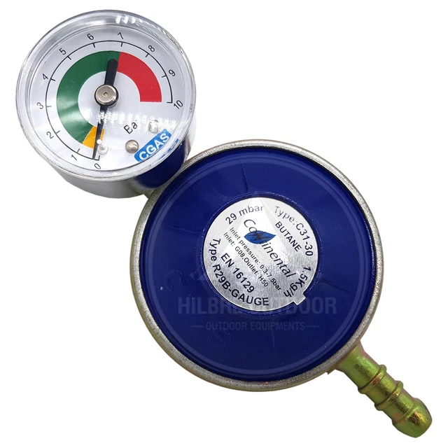 BUTANE CAMPING GAS Regulator With Pressure Safety Gauge Screw Bbq 1.5Kg