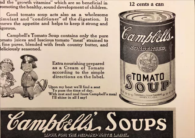 1925 Campbell's Tomato Soup Vintage Print Ad Campbell's Kids Police Uniform