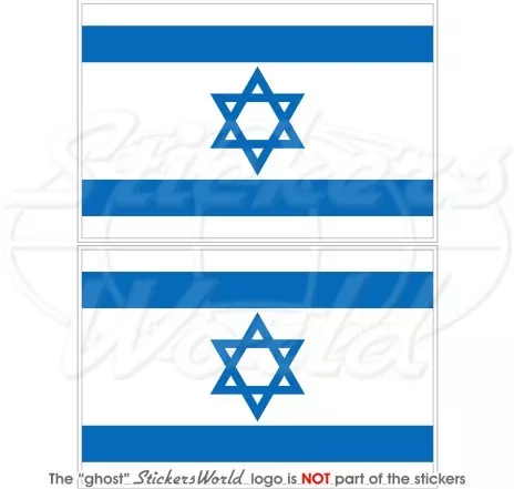 ISRAEL Israeli Flag Jewish Hebrew 75mm(3") Vinyl Bumper Stickers, Decals x2