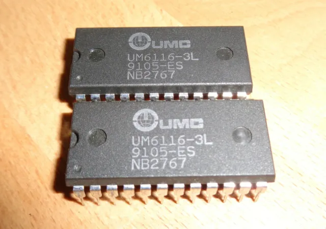 2 St.UMC SRAM 2K  IC DIP-24-Pin UM6116-3L