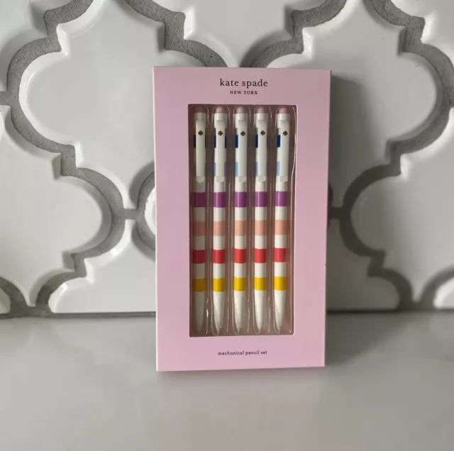 Kate Spade New York Candy Stripe Mechanical Pencil Set of 5 - Brand New!