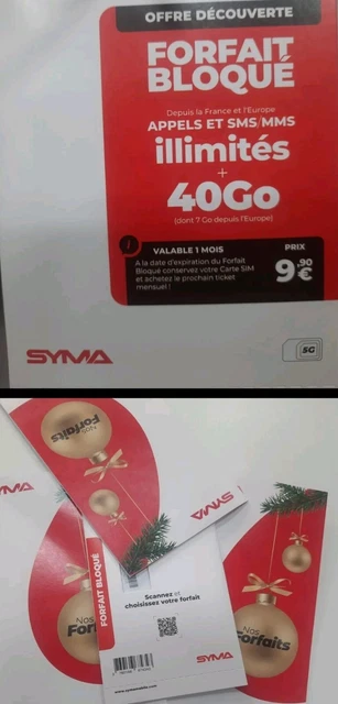 Carte Sim Prépayé Symamobile Appel,Sms/Mms illimité 1 Mois 40Go Carte Sim Active