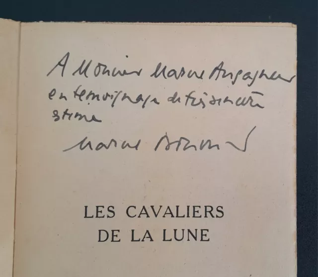 Envoi dédicace Marcel BOURRIER Les cavaliers de la Lune Autographe à M Augagneur