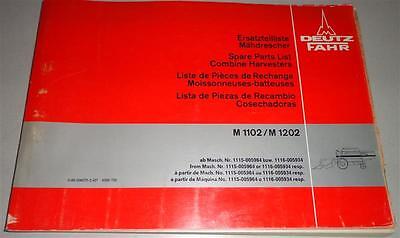 DEUTZ Catalogo Ricambi/Lista Parti di Ricambio Deutz Fahr Mietitrebbiatrice M 