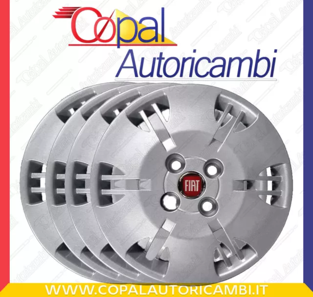 Set 4 Copricerchi Coppa Ruota Copriruota Borchie 13" L/R Fiat Panda 1231Lr Nc