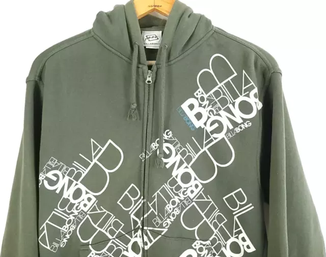 Billabong Full Zip Long Sleeve Graphic Hoodie Men's S Olive Green 2