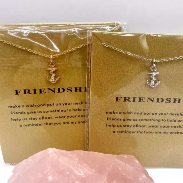 Friendship Unicorn Anchor Crane Good Luck Necklace with Message Card Gift Card
