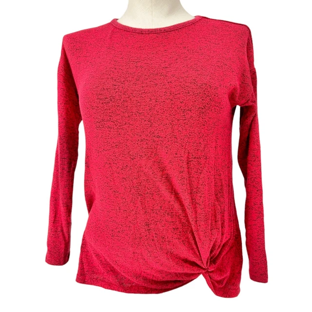 Wonder Nation Top Girls L 10-12 Red Black Crew Neck LS Knot Bottom EUC
