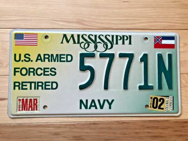 Mississippi Retired Navy License Plate