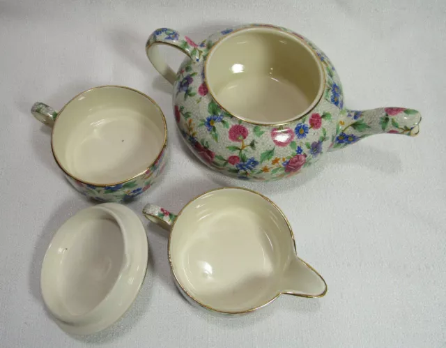 Royal Winton Grimwades England OLD COTTAGE CHINTZ Mini Stacking Teapot REDUCED!! 9