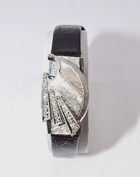 W618-14k white gold vintage Le Roux ladies Incabloc Watch