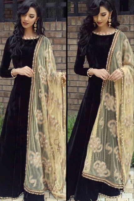 Black dress with heavy cheap dupatta