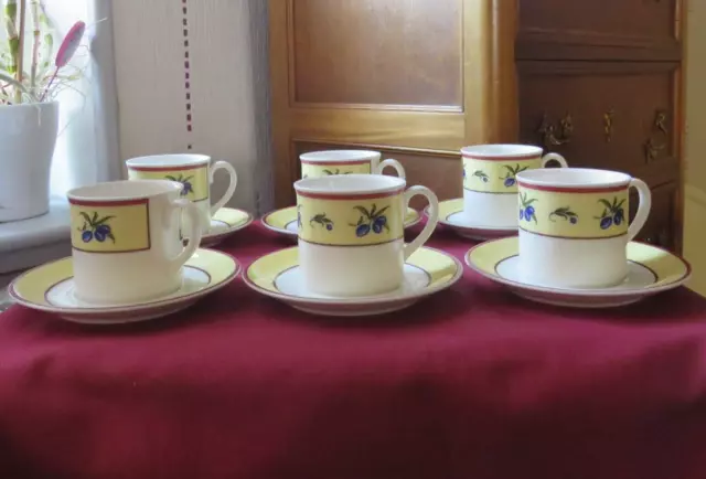 6 tasses a café ou a moka en porcelaine villeroy & Boch modèle french Garden