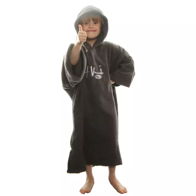 Tiki Junior Kids Hooded Towelling Changing Change Robe Beach Swim Poncho Grey