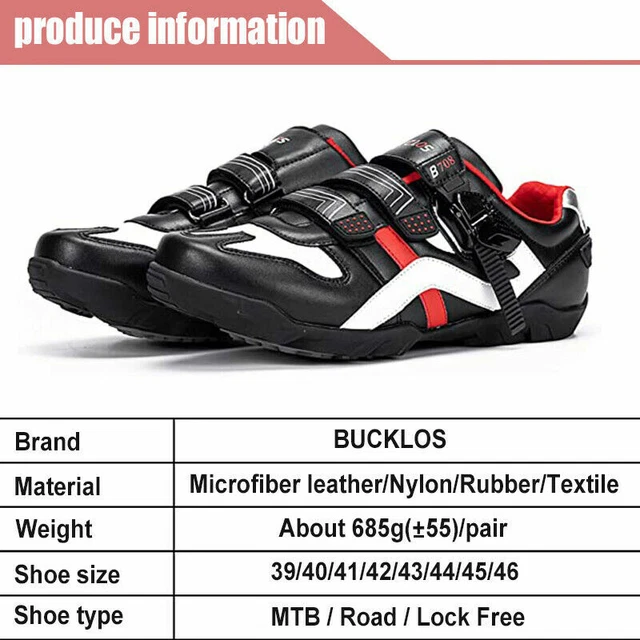 BUCKLOS MTB Rennrad Herrenschuhe Fitnessstudio Turnschuhe Lock Racing für Shimano SPD Look 3