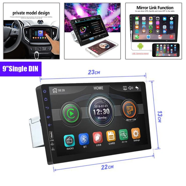 Single DIN 9 inches Car Stereo Video Radio GPS Bluetooth MP5 Player Hands-free