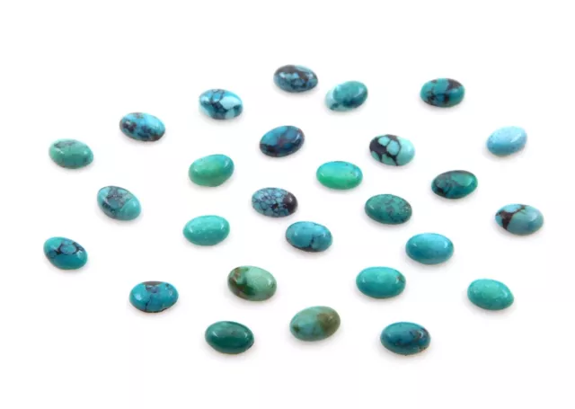 11.5 CT 27 PC Naturel Tibati Turquoise Ovale Cab Lot Desseré Gemme 4x6 MM P-2260