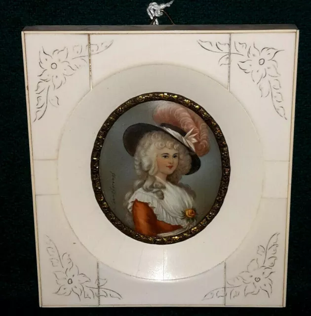 Vintage Miniatur Georgina Duchess of Devonshire signiert Gainsborough