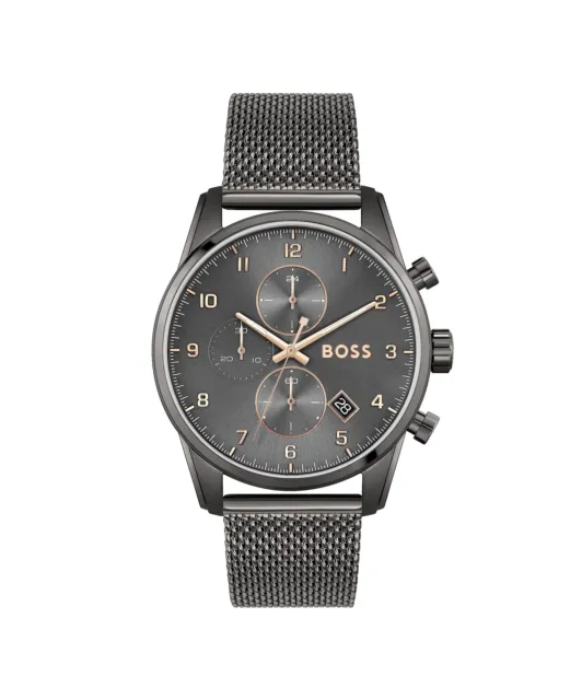 Armbanduhr Hugo Boss Herren Chronograph Analog Quarz Edelstahl Grau AKZEPTABEL